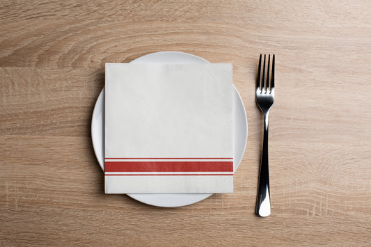 Elegant Stripe Red Cocktail Napkin