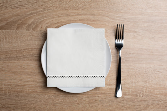 Simple Scallop Black Cocktail Napkin