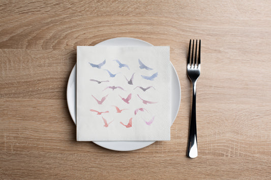 Watercolor Flock Cocktail Napkin