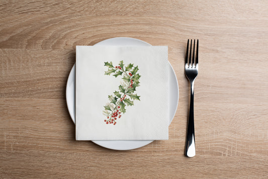 Holly Cocktail Napkin