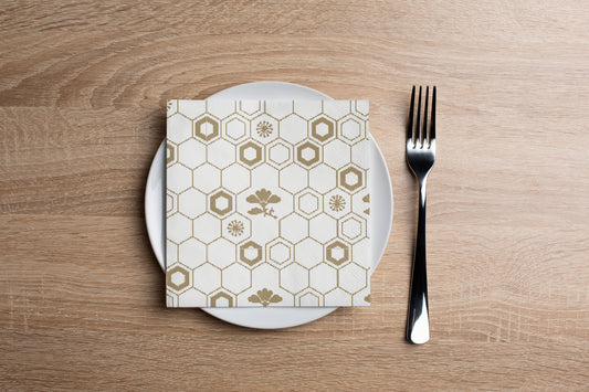 Honeycomb Floral Cocktail Napkin