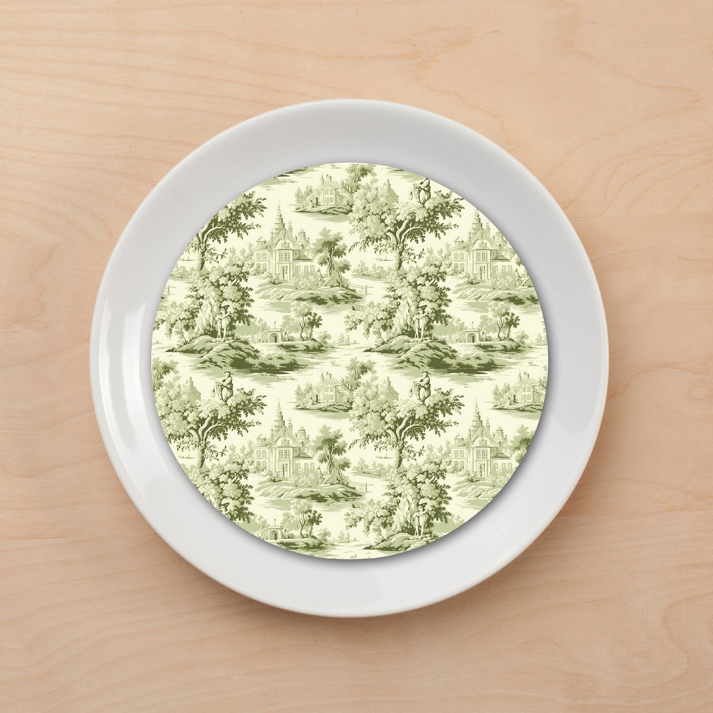 Green Toile Plate Accent