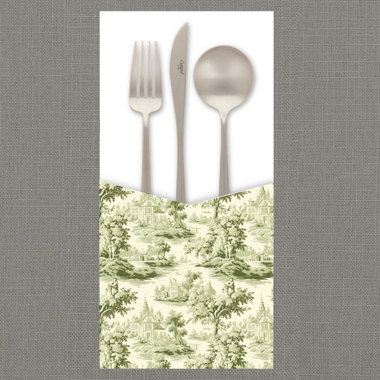 Green Toile Cutlery Pouch