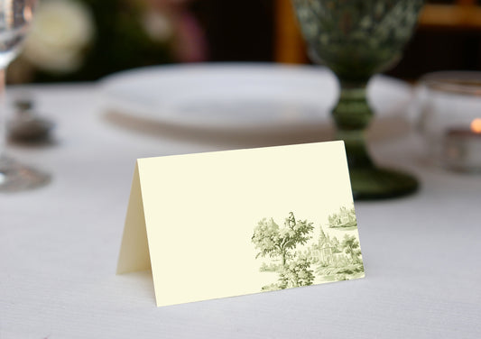 Green Toile Place Cards