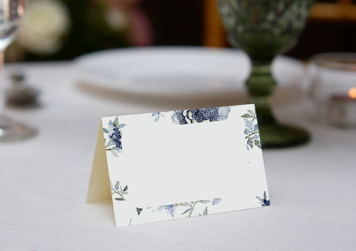 Blue Floral Place Cards