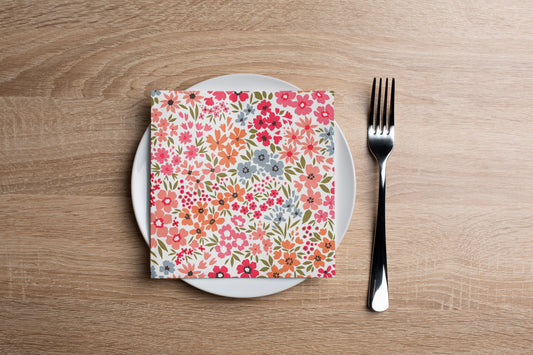 Pink Vibrant Floral Cocktail Napkin