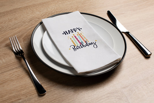 Birthday Candles - Printed Guest Towel