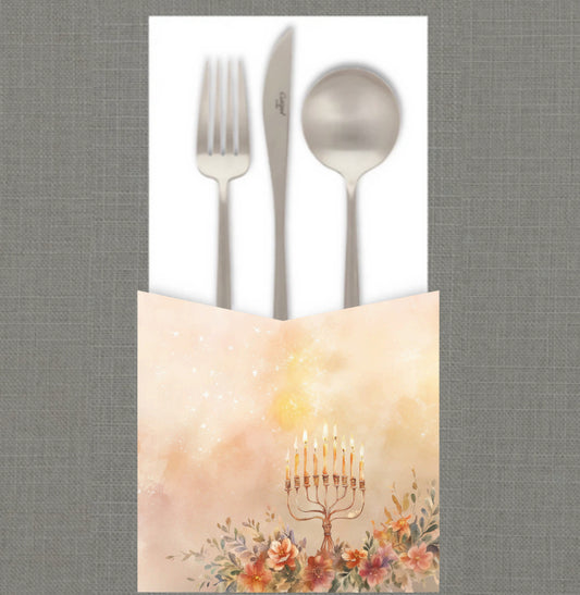 Delicate Menorah Cutlery Pouch