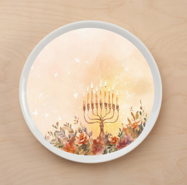 Delicate Menorah Plate Accent