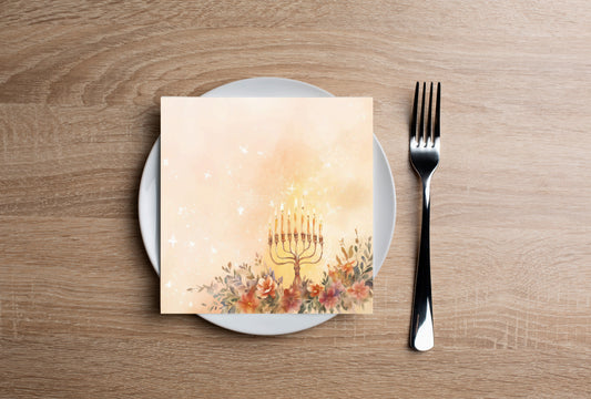 Delicate Menorah Cocktail Napkin
