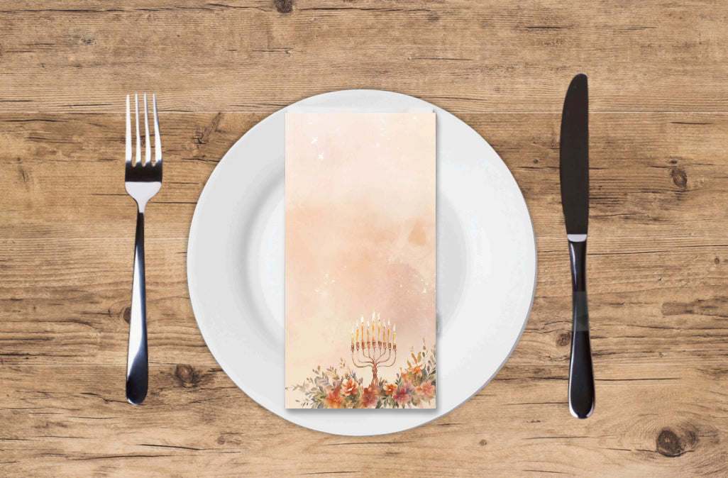 Delicate Menorah- Printed Guest Towel