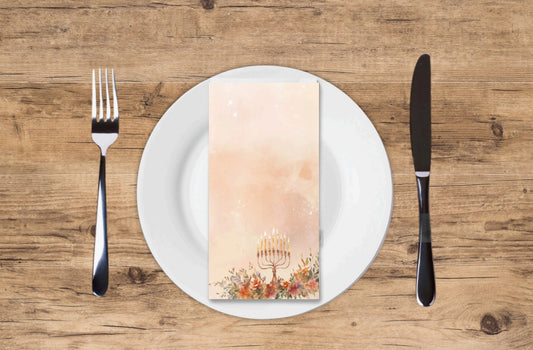 Delicate Menorah- Printed Guest Towel