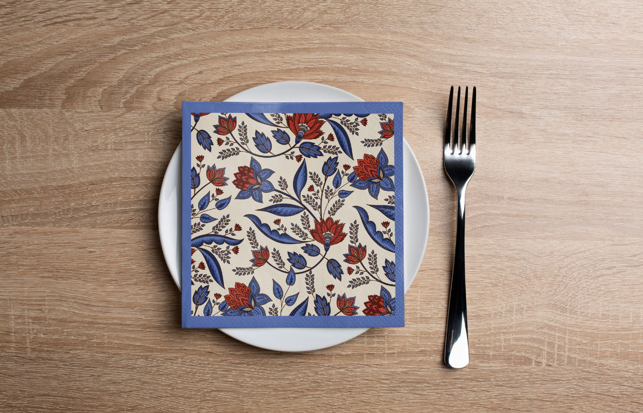 Lotus Paisley Cocktail Napkin