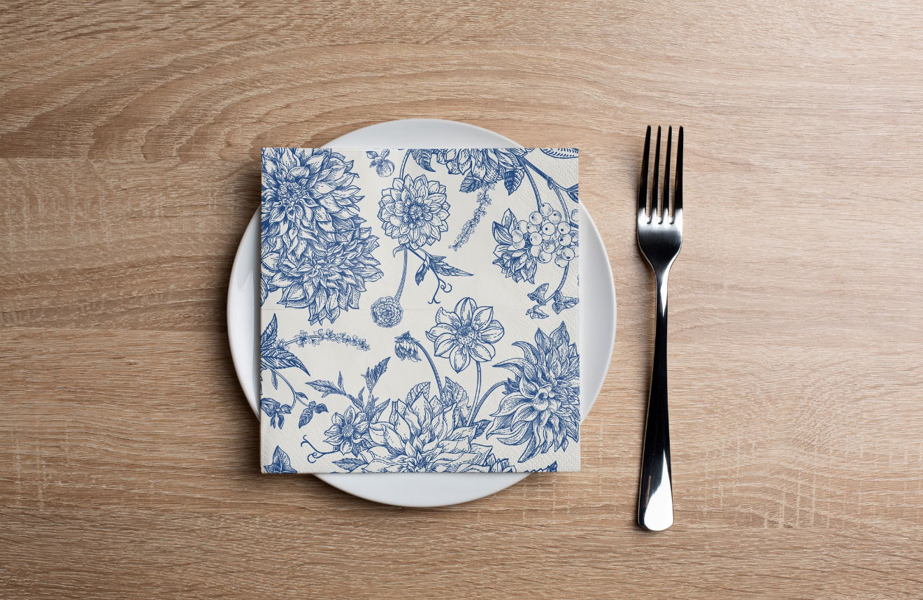 Blue Chrysanthemums Cocktail Napkin