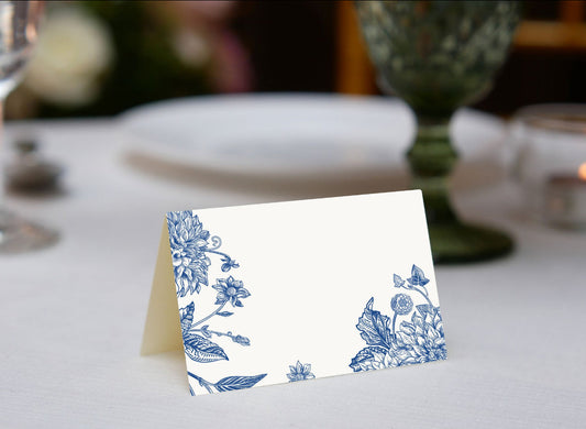 Blue Chrysanthemums Place Cards