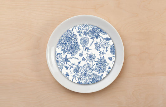 Blue Chrysanthemums Plate Accent