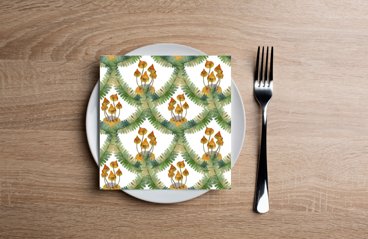 Mushroom Wallpaper Cocktail Napkin