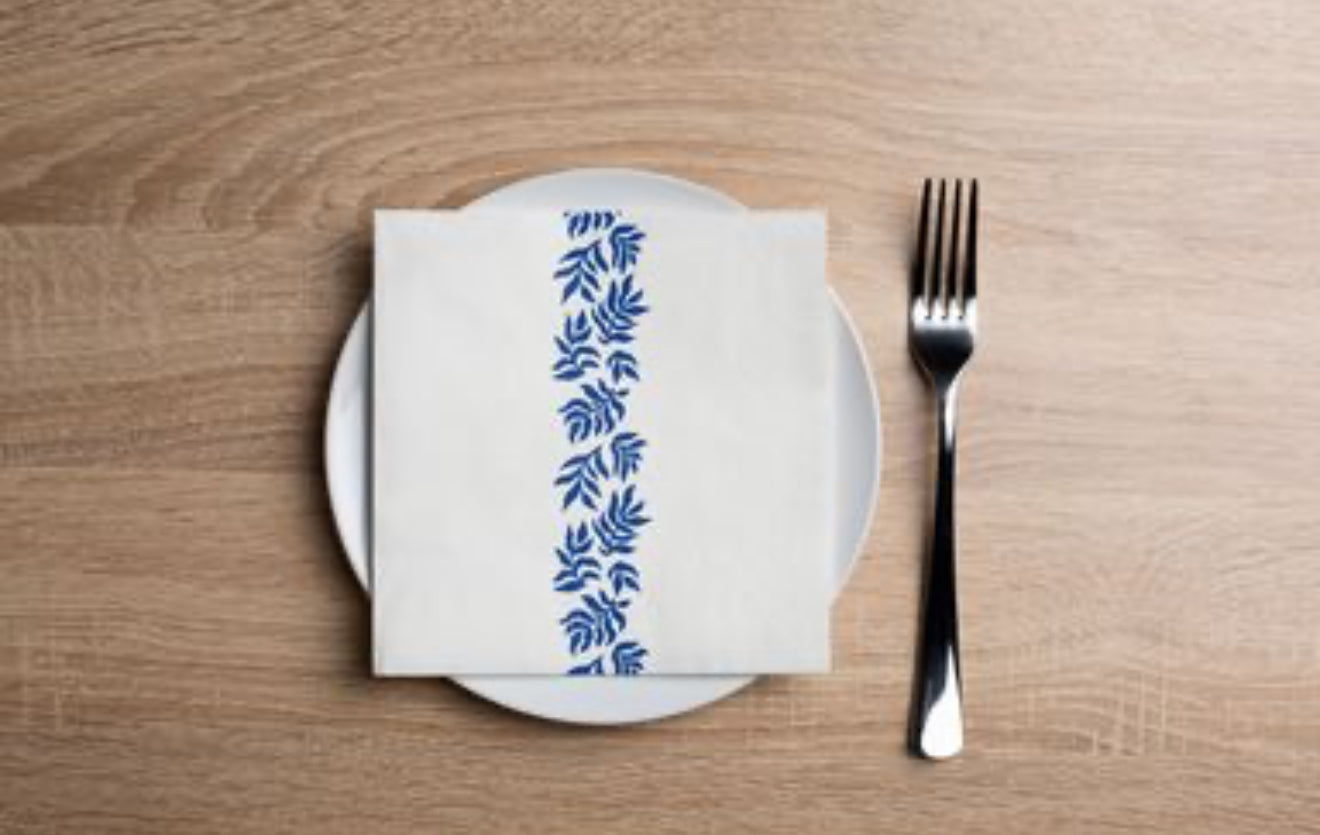 Contemporary Leaves Cocktail Napkin