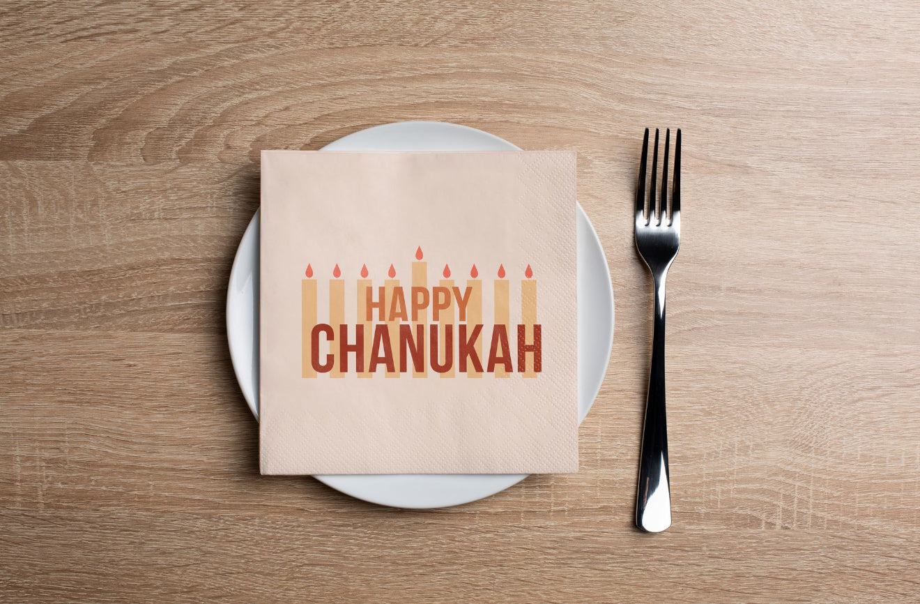 Peachy Chanukah Cocktail Napkin