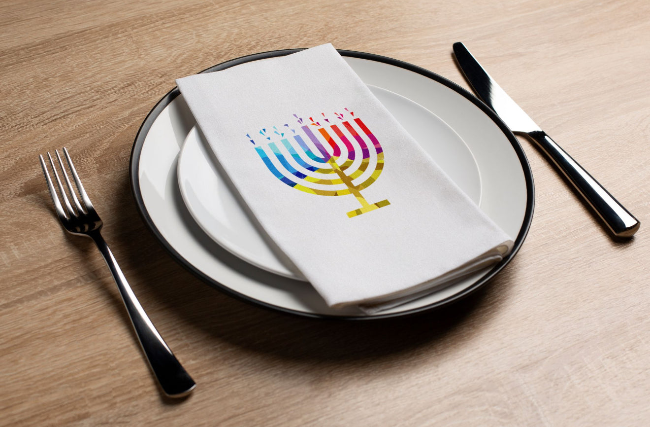 Vibrant Menorah - Printed Guest Towel