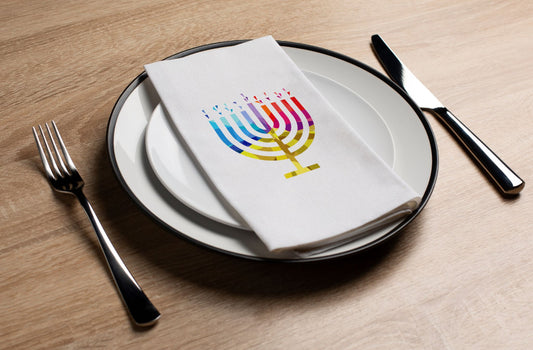 Vibrant Menorah - Printed Guest Towel