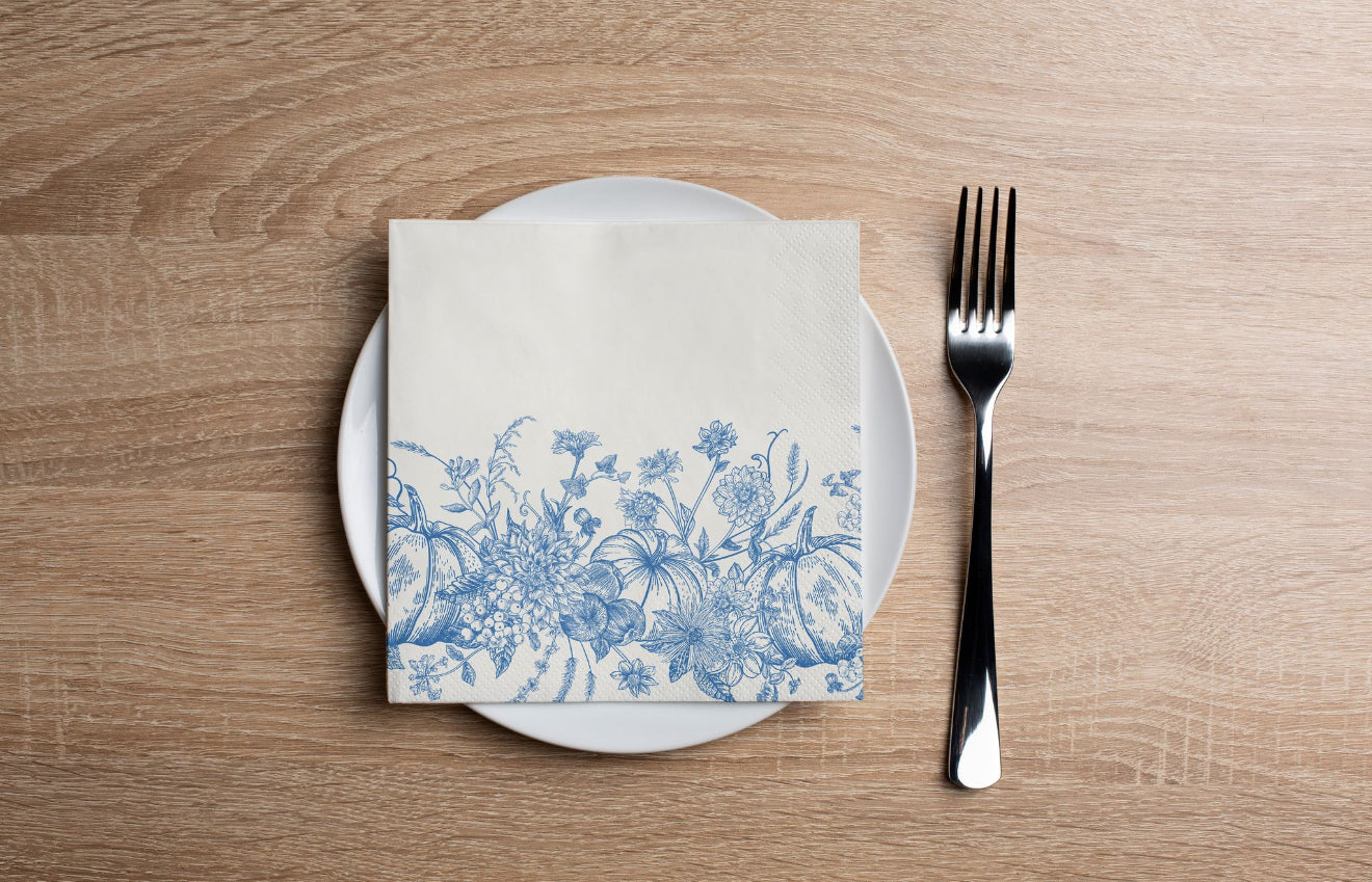 Blue Fall Foliage Cocktail Napkin