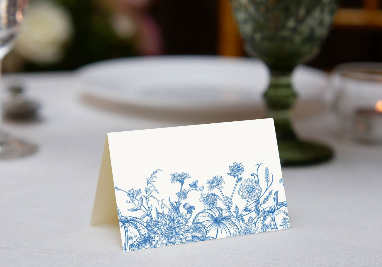 Blue Fall Foliage Place Cards