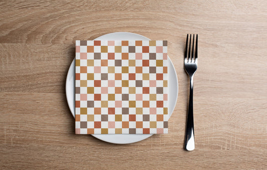 Fall Checkerboard Cocktail Napkin