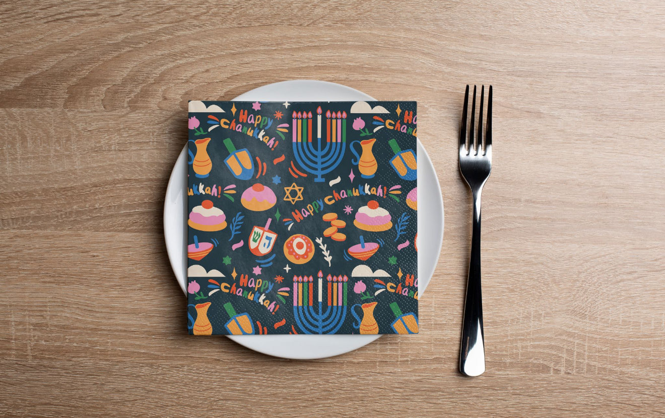 Rainbow Chanukah Cocktail Napkin