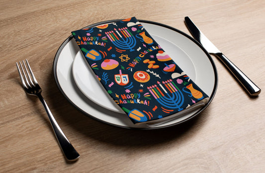 Rainbow Chanukah - Printed Guest Towel