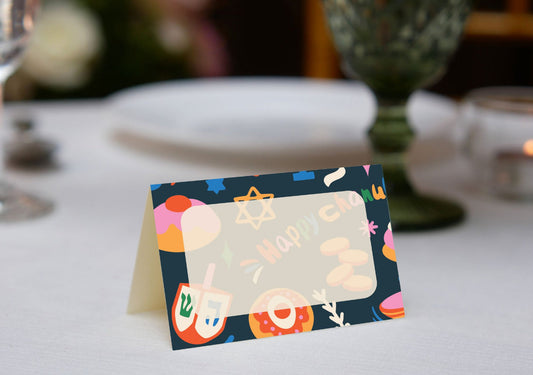 Rainbow Chanukah Place Cards
