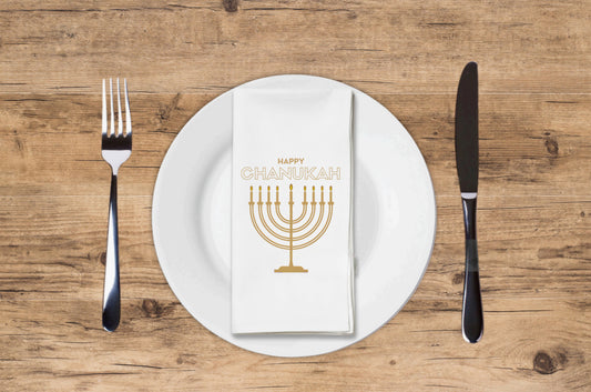 Golden Menorah - Printed Guest Towel
