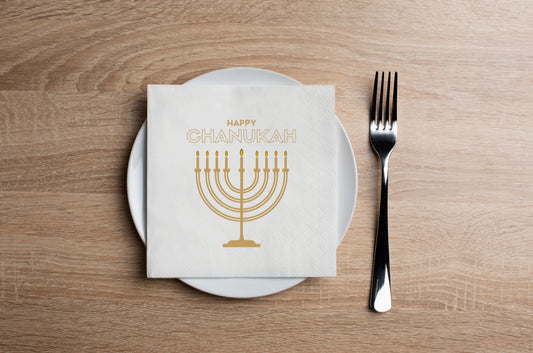 Golden Menorah Cocktail Napkin