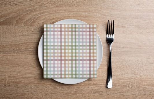 Autumn Multicolor Gingham Cocktail Napkin