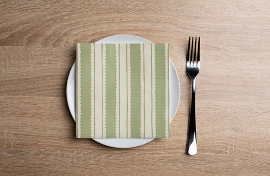 Green Squiggle Stripe Cocktail Napkin