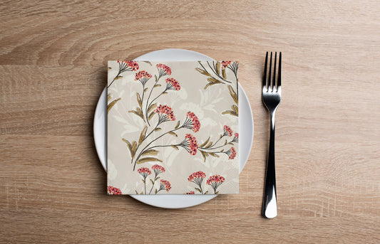 Winter Berry Floral Cocktail Napkin