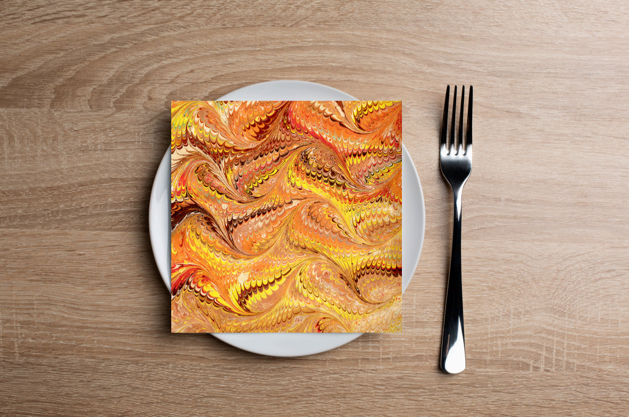 Marble Wallpaper - Fire  Cocktail Napkin
