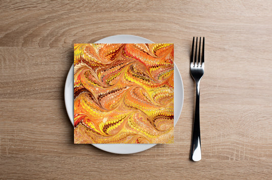 Marble Wallpaper - Fire  Cocktail Napkin