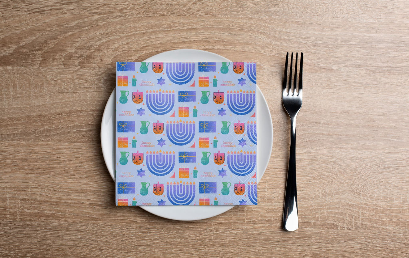 Festive Chanukah Cocktail Napkin