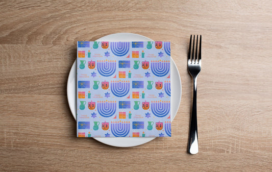Festive Chanukah Cocktail Napkin