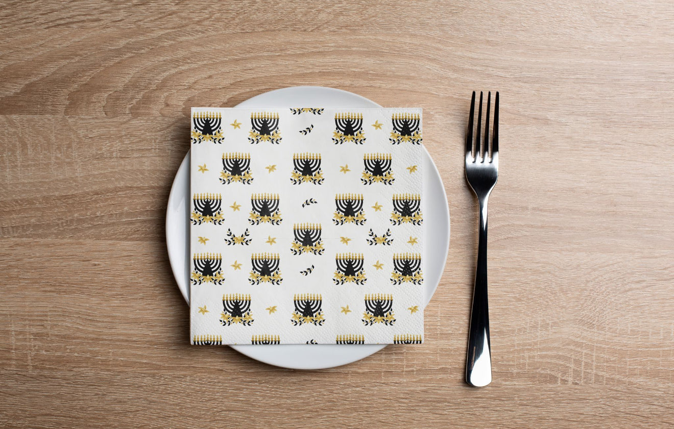 Chanukah Flowers Cocktail Napkin