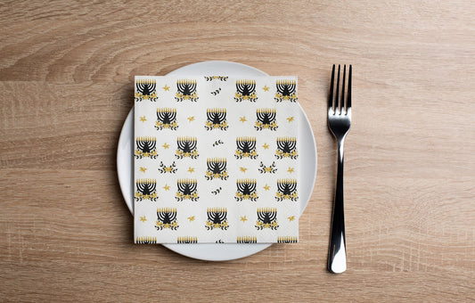 Chanukah Flowers Cocktail Napkin