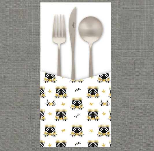 Chanukah Flowers Cutlery Pouch