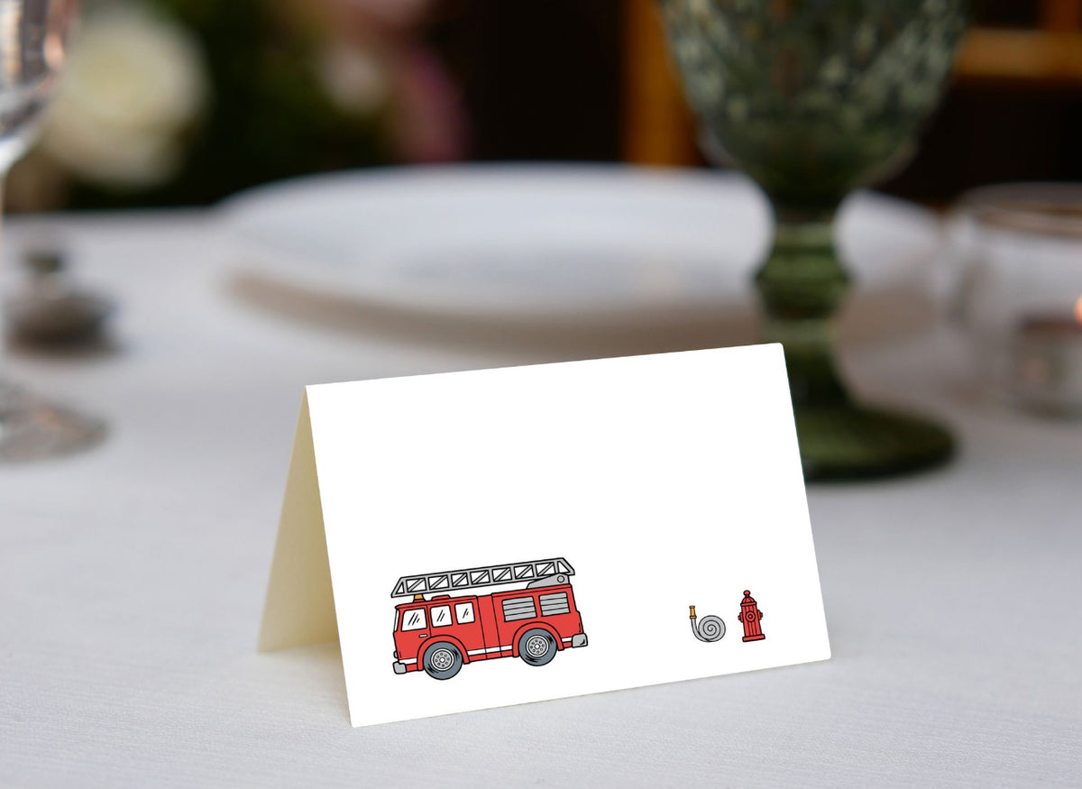 Fire Table Card Fire Trucks Place Cards β altoonastore