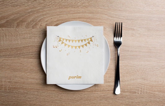 Purim Banner Cocktail Napkin