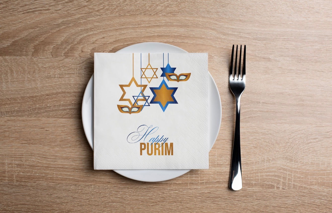 Purim Stars Cocktail Napkin