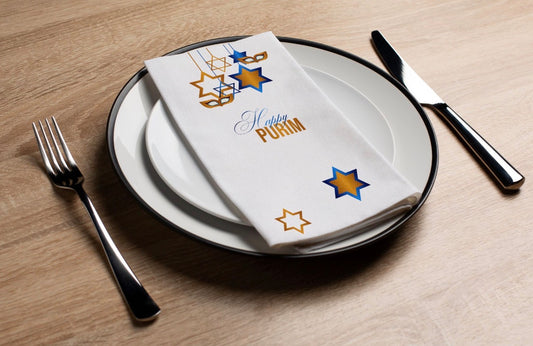 Purim Stars - Printed Guest Towel