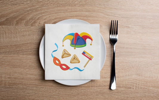 Purim Elements Cocktail Napkin