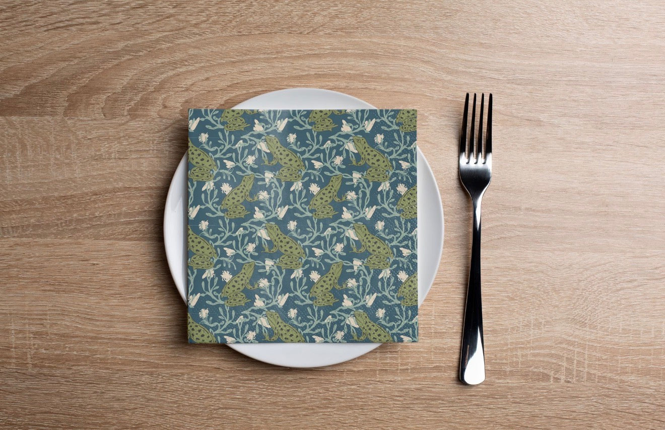 Frog Wallpaper Cocktail Napkin