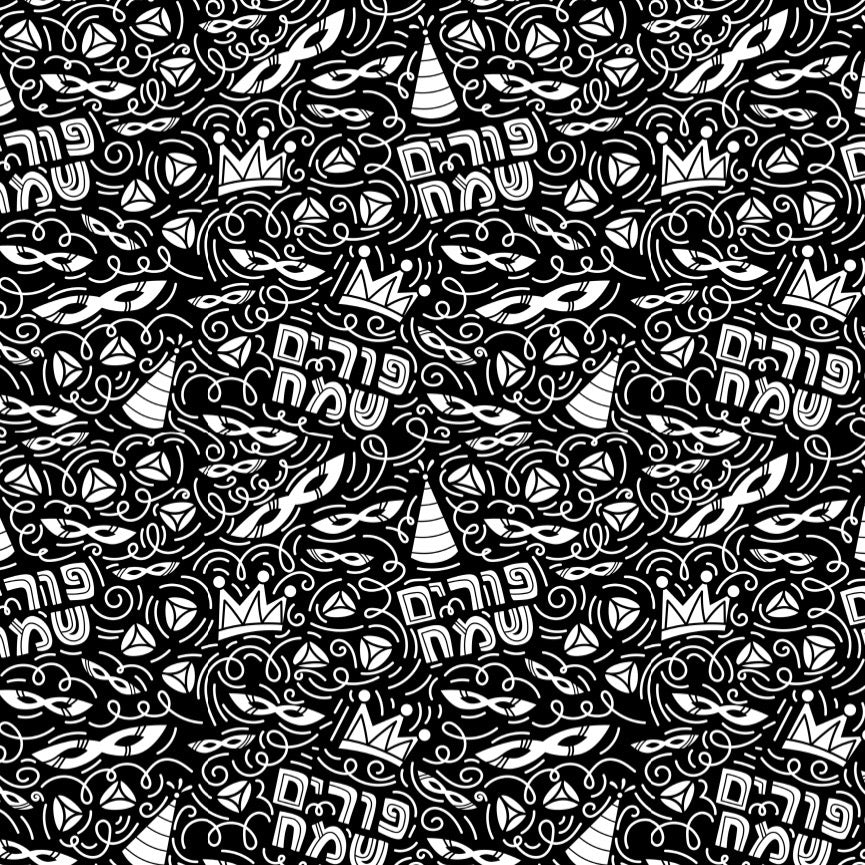 Purim Carnival Black - Charger - (SQUARE)